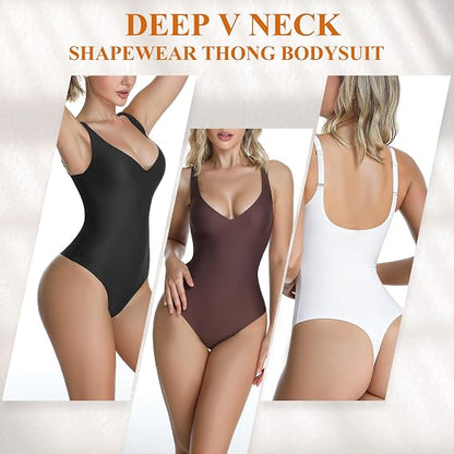 Wireless Plunge Thong Bodysuit - Sexy, Comfortable Fit