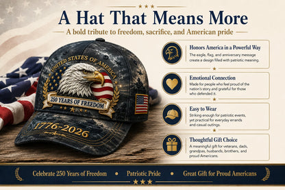 ✨250 Years of Freedom Eagle Cap | Patriotic Vintage Baseball Hat – 1776–2026 American Tribute Edition