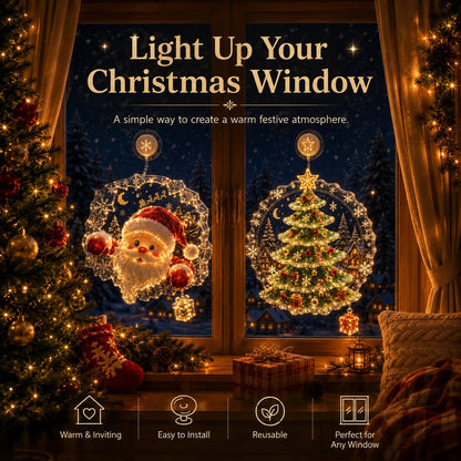 ⏳ Last Day 49% OFF – 🎄Lighted Christmas Window Decoration with Suction Cup | Warm LED Window Light with Double-Layer Design & Multiple Festive Styles ✨