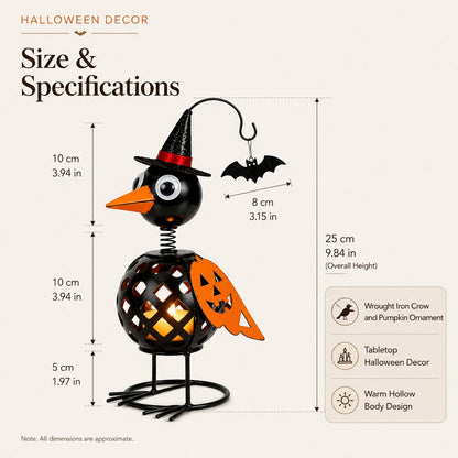 Whimsical Halloween Pumpkin Crow