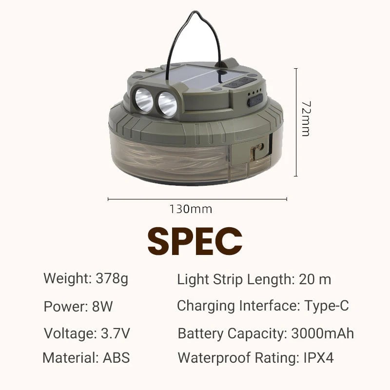 💯Solar Camping Light with 20m Light Strip