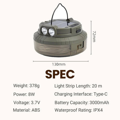 💯Solar Camping Light with 20m Light Strip