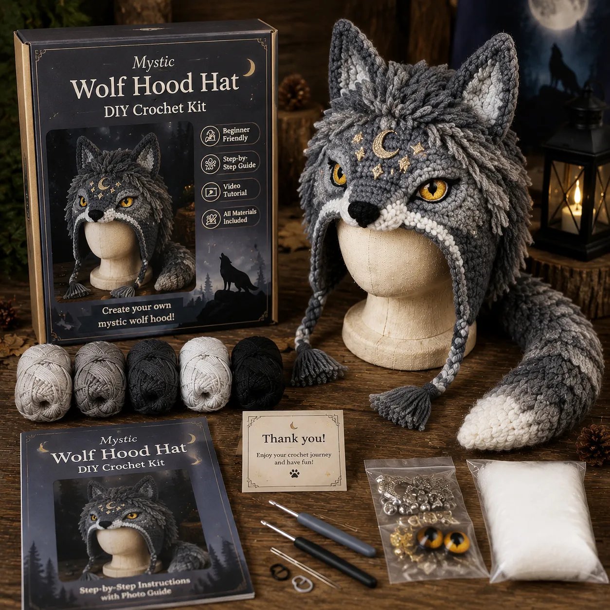 🐉✨ Fantasy Hood Hat DIY Crochet Kit | Premium Soft Yarn Materials with Step-by-Step Guide DIY Handmade Wearable Character Hood 🧶🎭✨