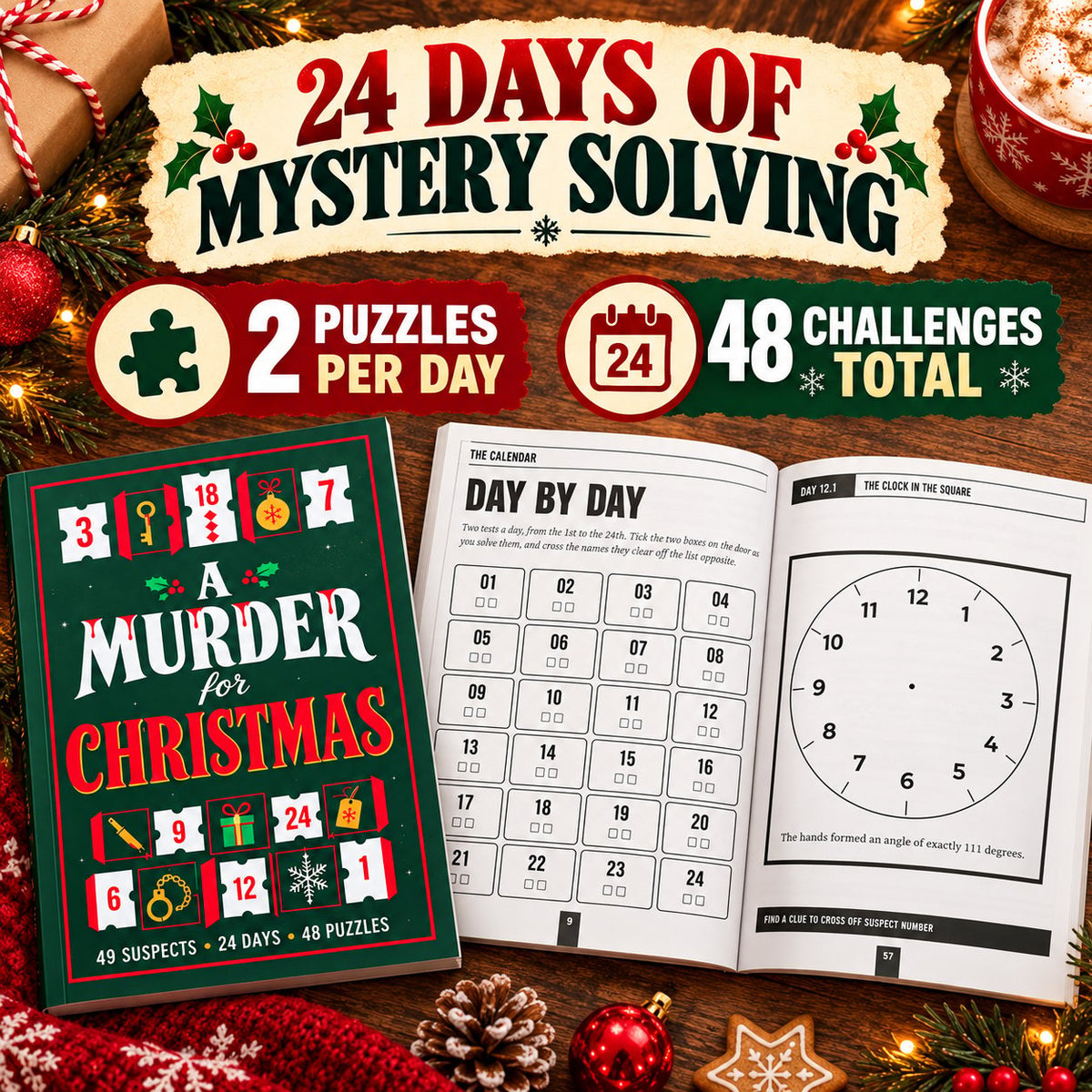 🎄🔍 Christmas Murder Mystery Book — 24 Days to Solve the Crime!