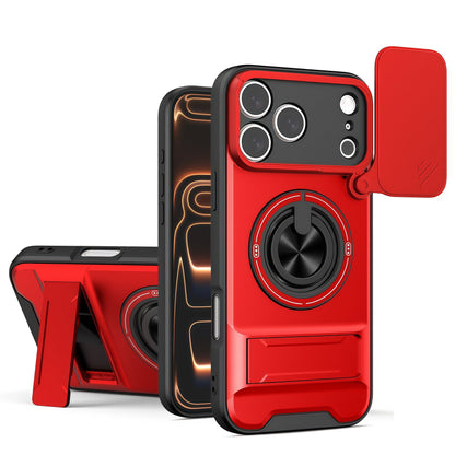 Sliding Window Lens Protector Magnetic Ring Holder Case for iPhone 17 ProMax
