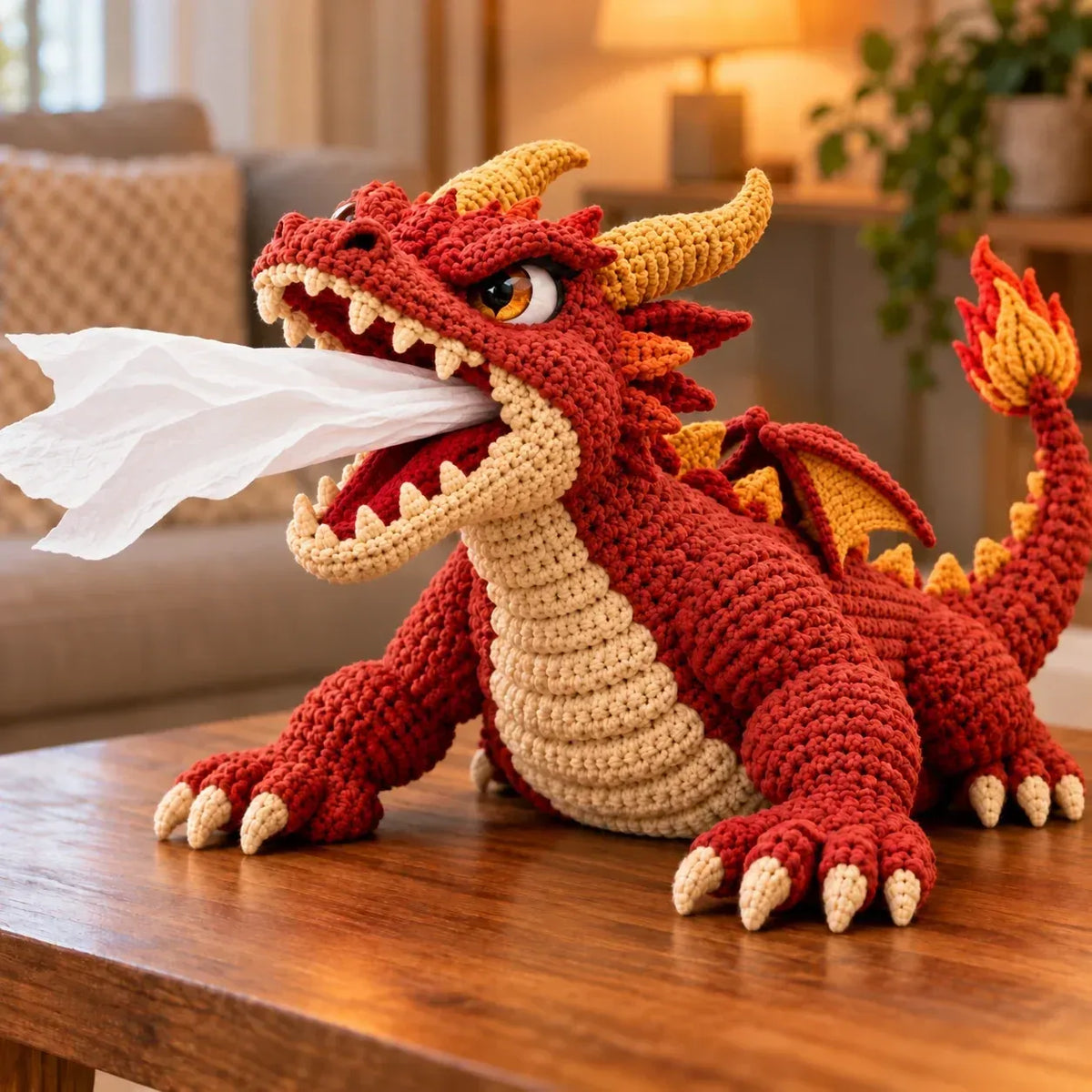 🐉 Fantasy Crochet Tissue Box Cover DIY Kit | Dragon or Lava Turtle Design with Functional Tissue Dispenser 🧶