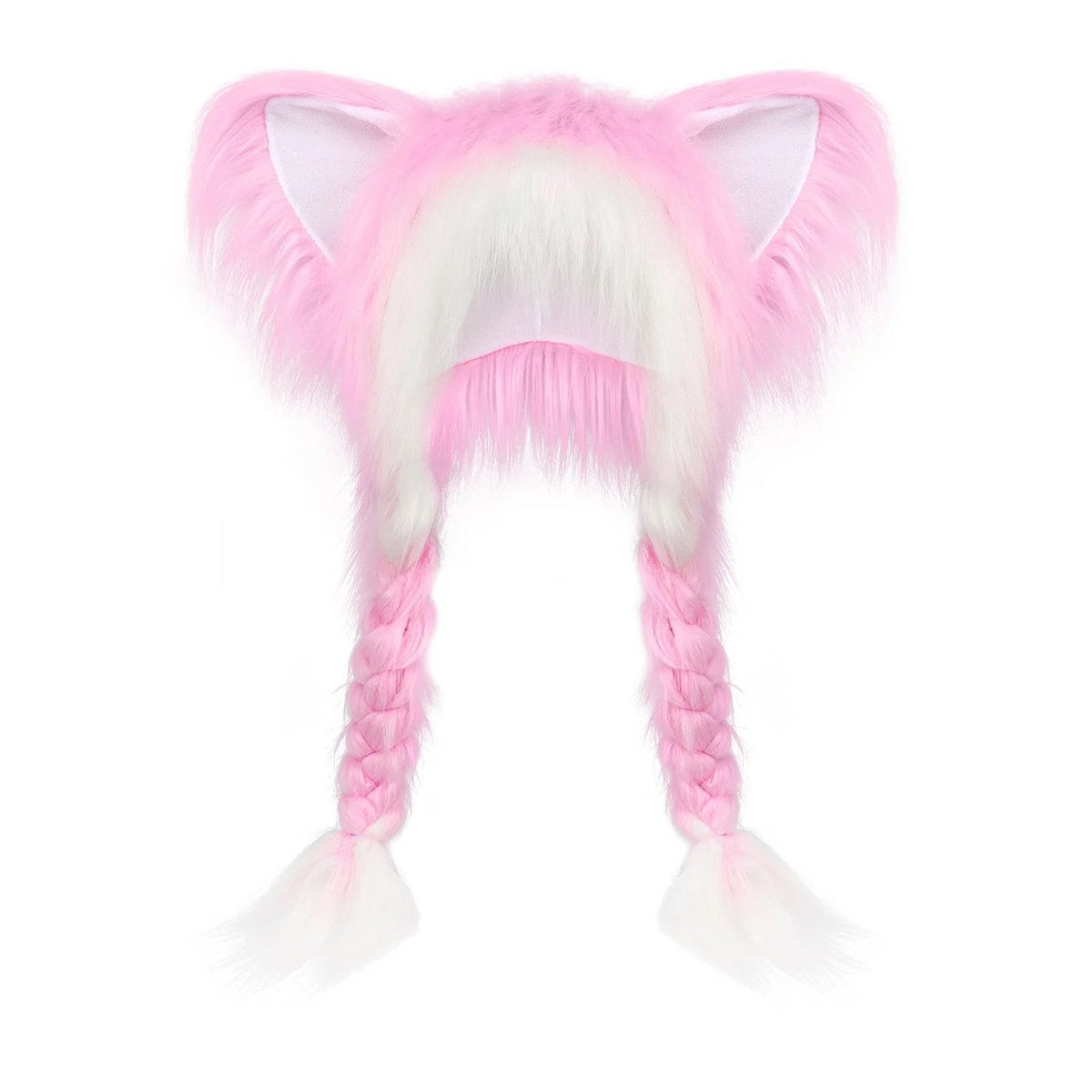 💖 Soft Furry Animal Ear Hat with Braids