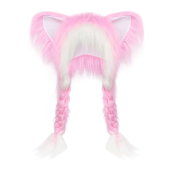Pink white animal ear hat