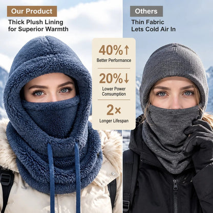 🎉2026 Women's Fleece Hooded Winter Cycling Mask and Hat for Cold Weather