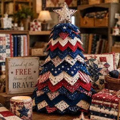 🔥LAST DAY 50% OFF - 🎄American Christmas Tree Quilt Kit – Easy Layered Fabric Holiday Décor for Quilting Lovers
