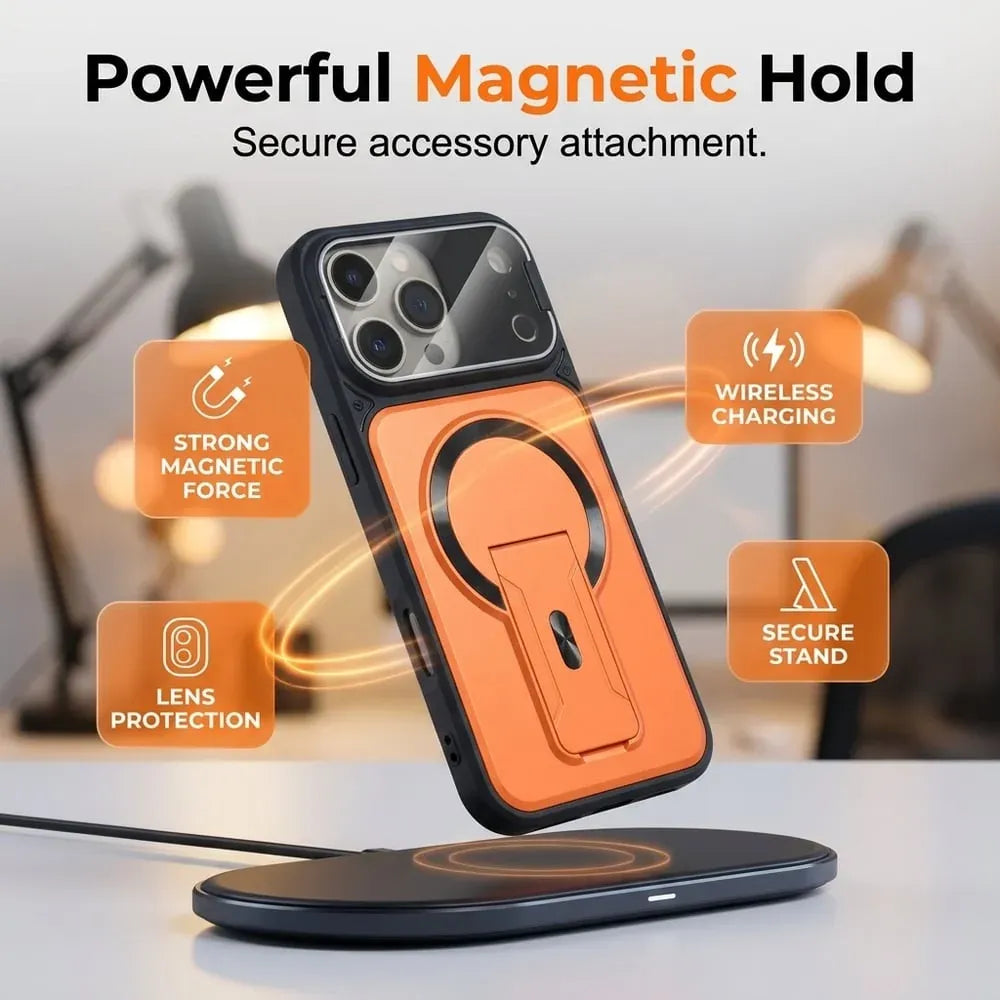✨MagSafe Magnetic Case with Camera Lens Cover & Invisible Stand for iPhone