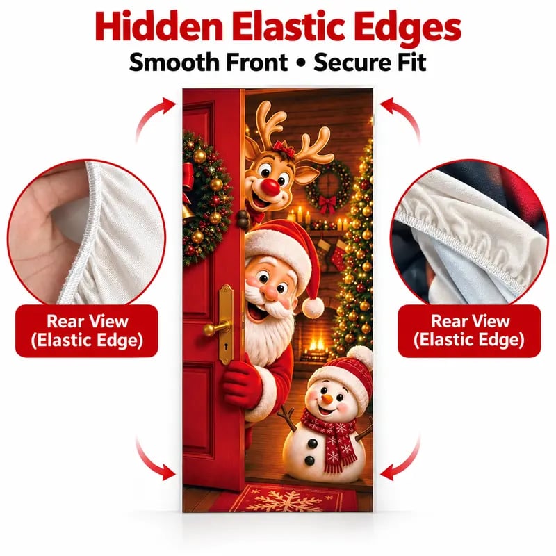 🎅Christmas Door Curtain – Stretchy Santa and Reindeer Door Decoration