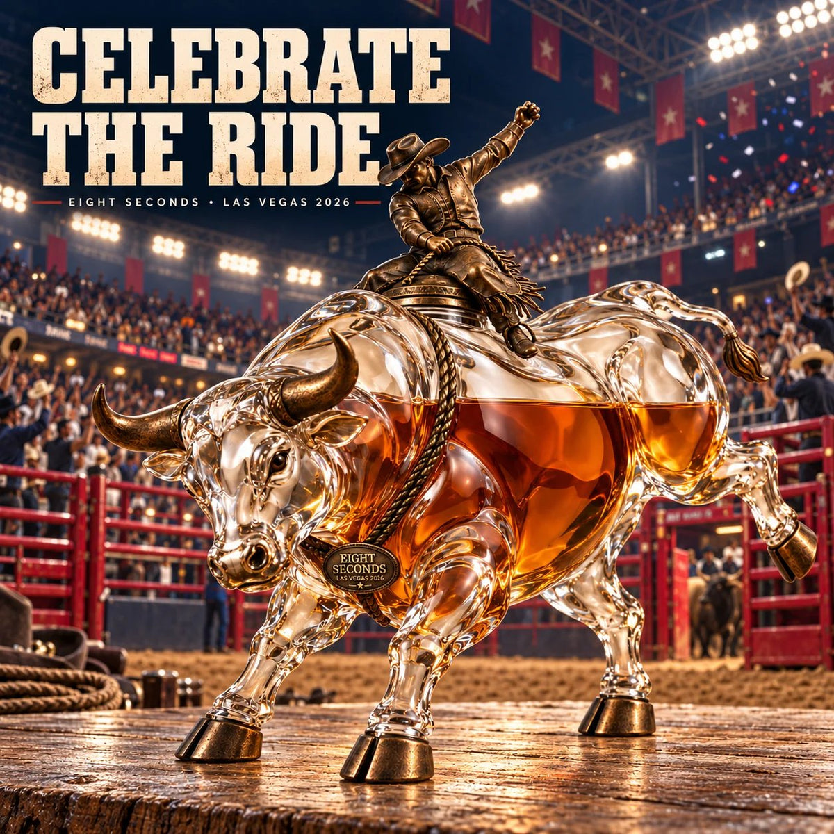 🤠 Eight Seconds Bull Rider Whiskey Decanter — Las Vegas 2026 Limited Custom Edition
