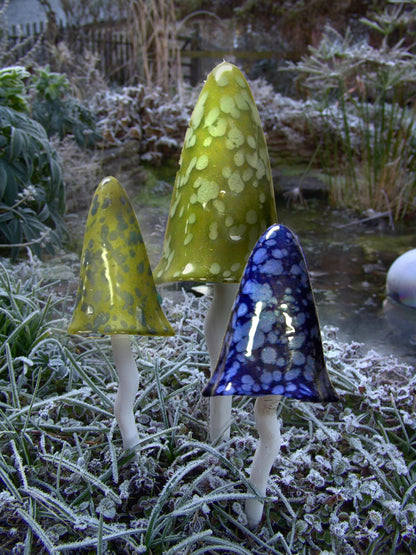 3 Pack Tinkling Toadstools Ceramic Mushrooms for Garden Decor