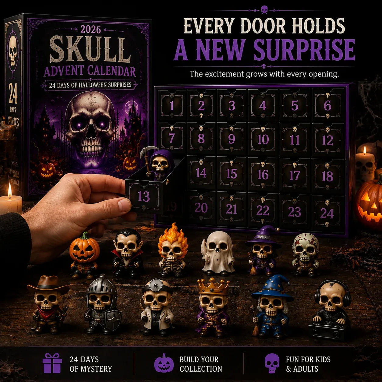 💀 Skull Advent Calendar 2026-24 Days Of Halloween Surprises