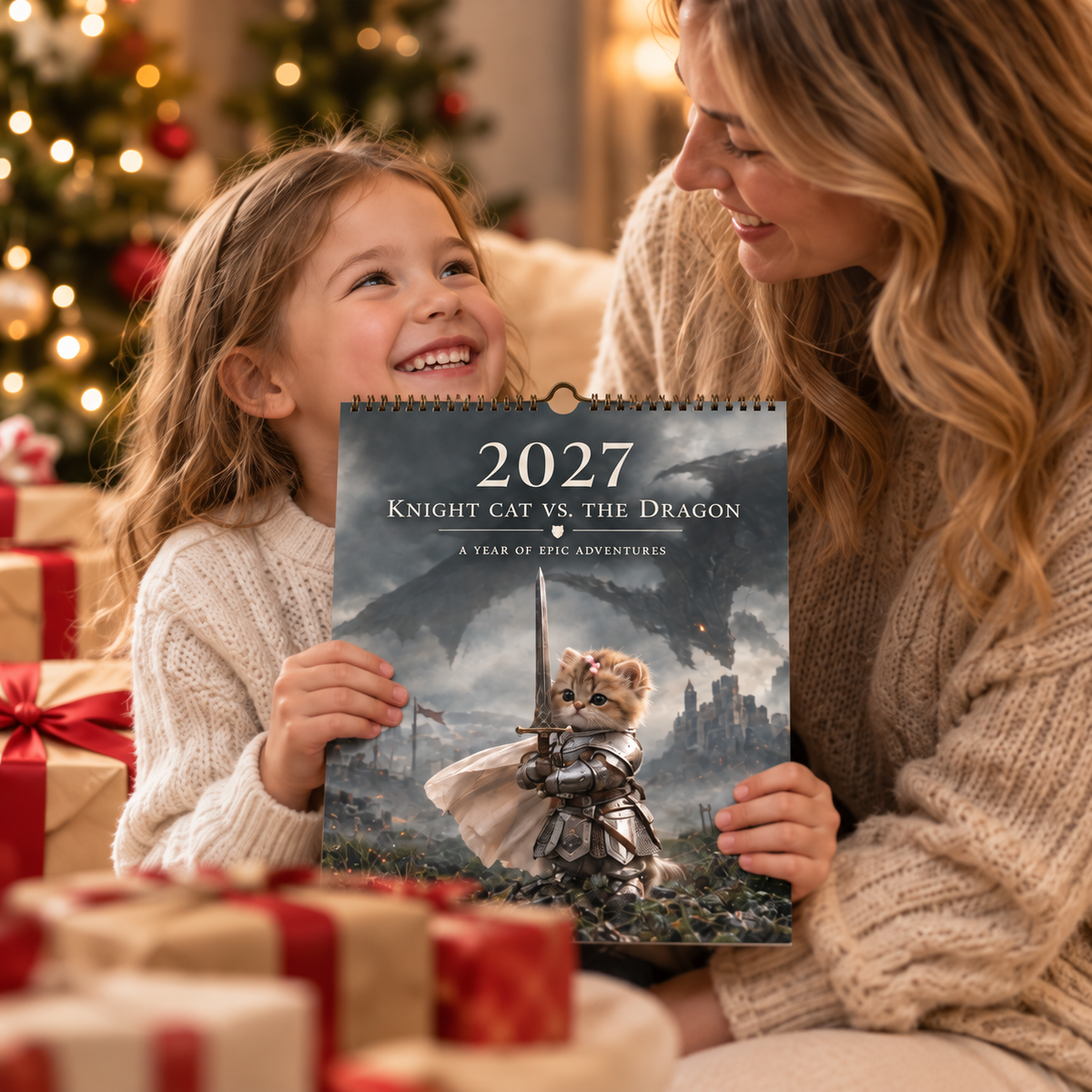 🐱⚔️ 2027 Knight Cat vs. the Dragon Calendar