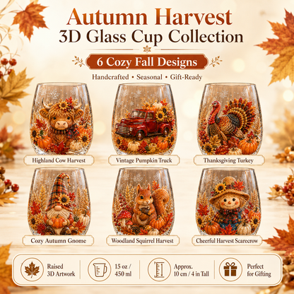 🍂Autumn Harvest 2D Glass Cup Gift Set – 6 Festive Designs