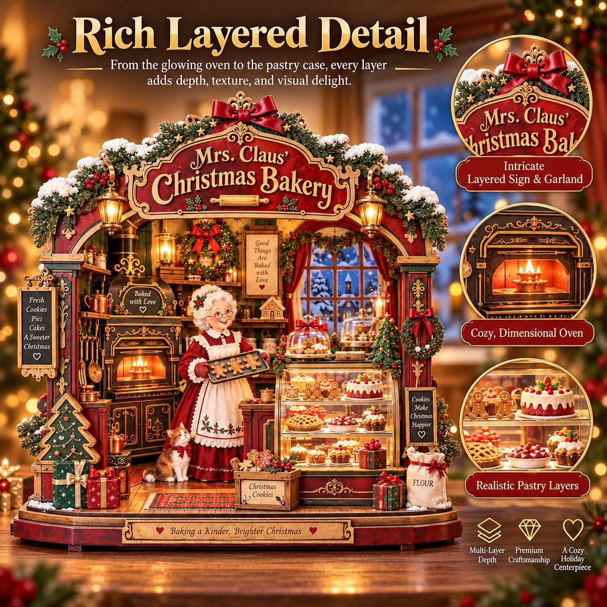 🎄 Mrs. Claus Christmas Bakery DIY Shadow Box Kit