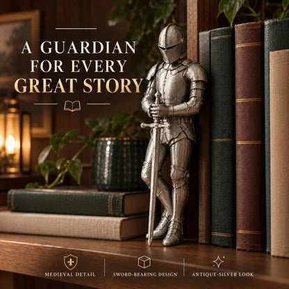 ⚔️ Reading Knight Bookshelf Statue | Medieval Fantasy Bookend Décor