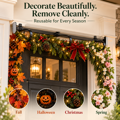 🎄Front Door Garland Hanger – Adjustable, Heavy-Duty Cast Iron Decor Holder