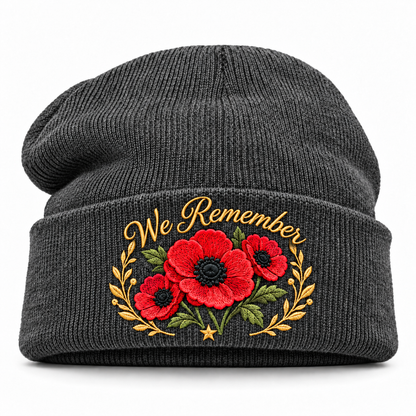 'Lest We Forget' Poppy Embroidered Beanie