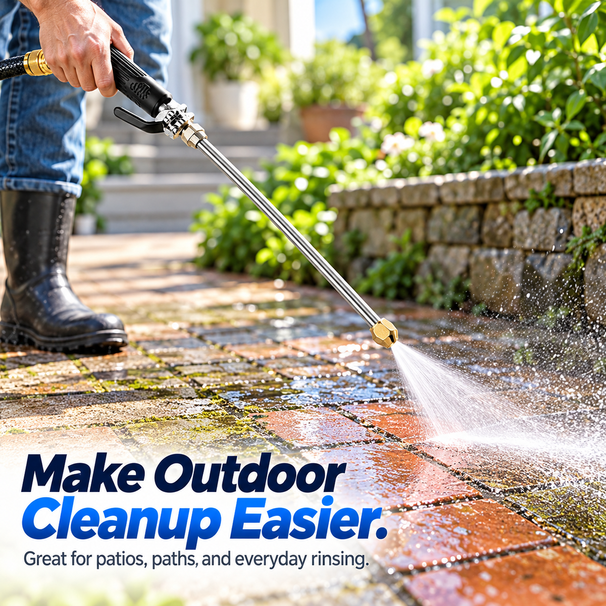 💧 High-Pressure Long-Reach Garden Hose Spray Wand with Jet & Fan Tips 🌿