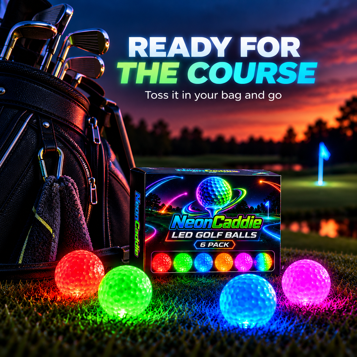 ⛳✨ LED Light-Up Golf Balls – 6-Pack for Night Golf & Evening Play