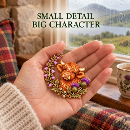 Highland Cow & Thistle 🏴󠁧󠁢󠁳󠁣󠁴󠁿 Scottish Heritage Enamel Brooch