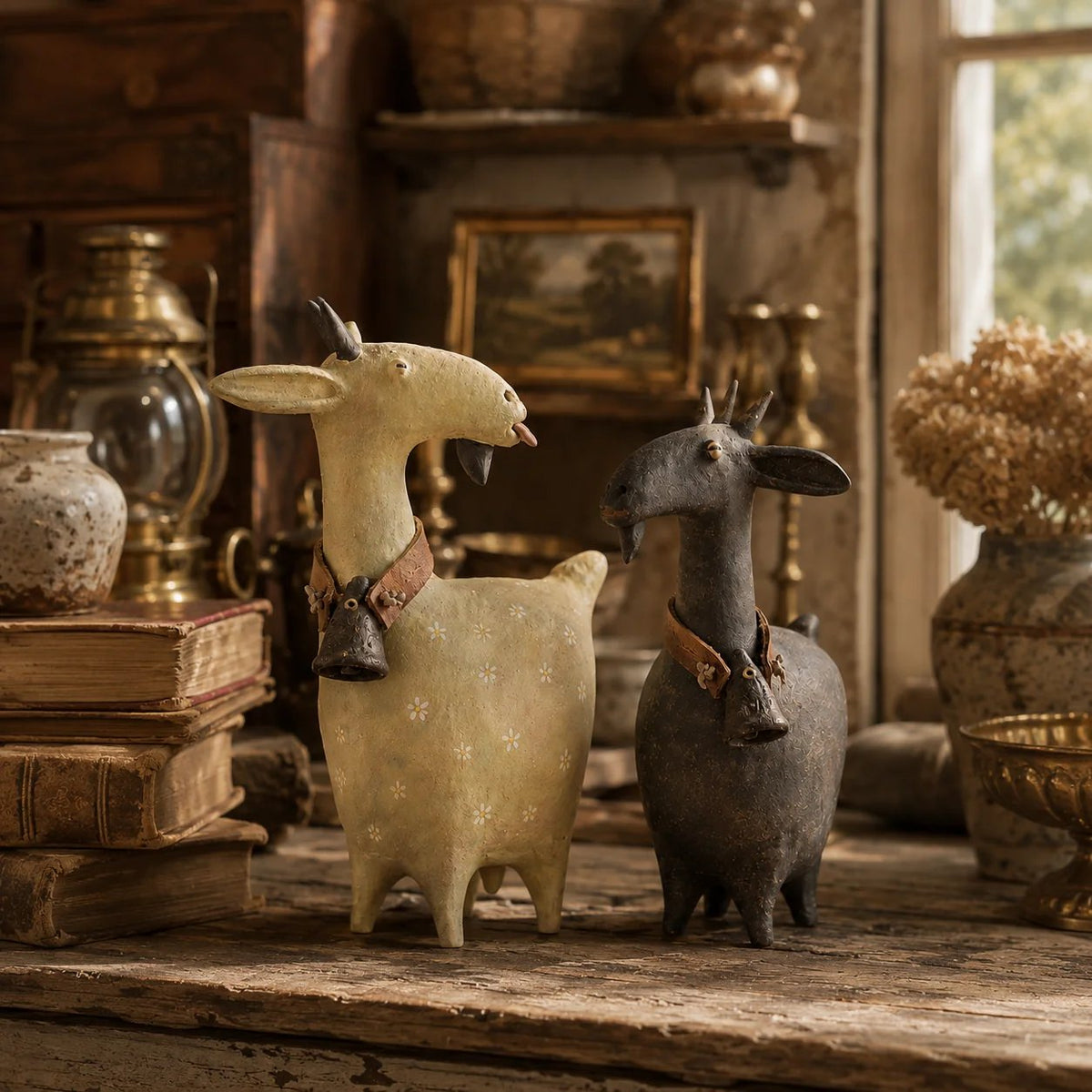 Charming Farmhouse Goat Figurines – 2-Piece Set