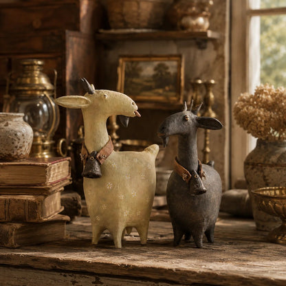 Charming Farmhouse Goat Figurines – 2-Piece Set