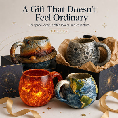 🪐3D Celestial Planet Mug – Moon, Sun, Earth & Saturn Collection