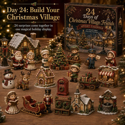 ✨🎄24 Days Of Christmas Village Friends Advent Calendar | 24 Unique Miniature Characters, Shops & Holiday Collectibles for a Complete Festive Village