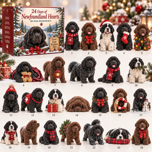 ❤️ 24 Days of Newfoundland Hearts – 24 Adorable Collectible Dog Figures & the Perfect Gift for Dog Lovers 🎁