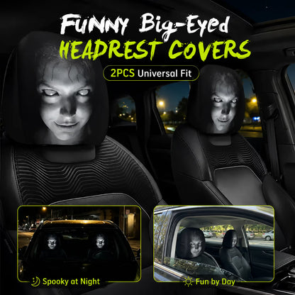 😆 Funny Cartoon Car Headrest Covers – 2PCS Universal Fit 🚗