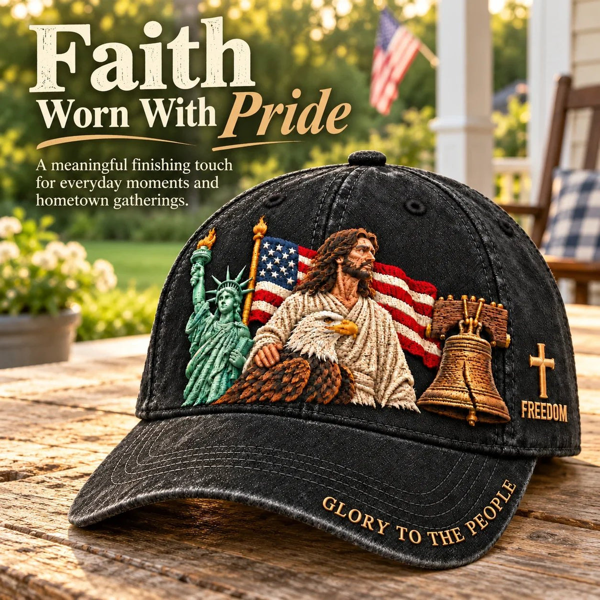 ✝️🇺🇸 Faith & Freedom American Heritage Embroidered Cap