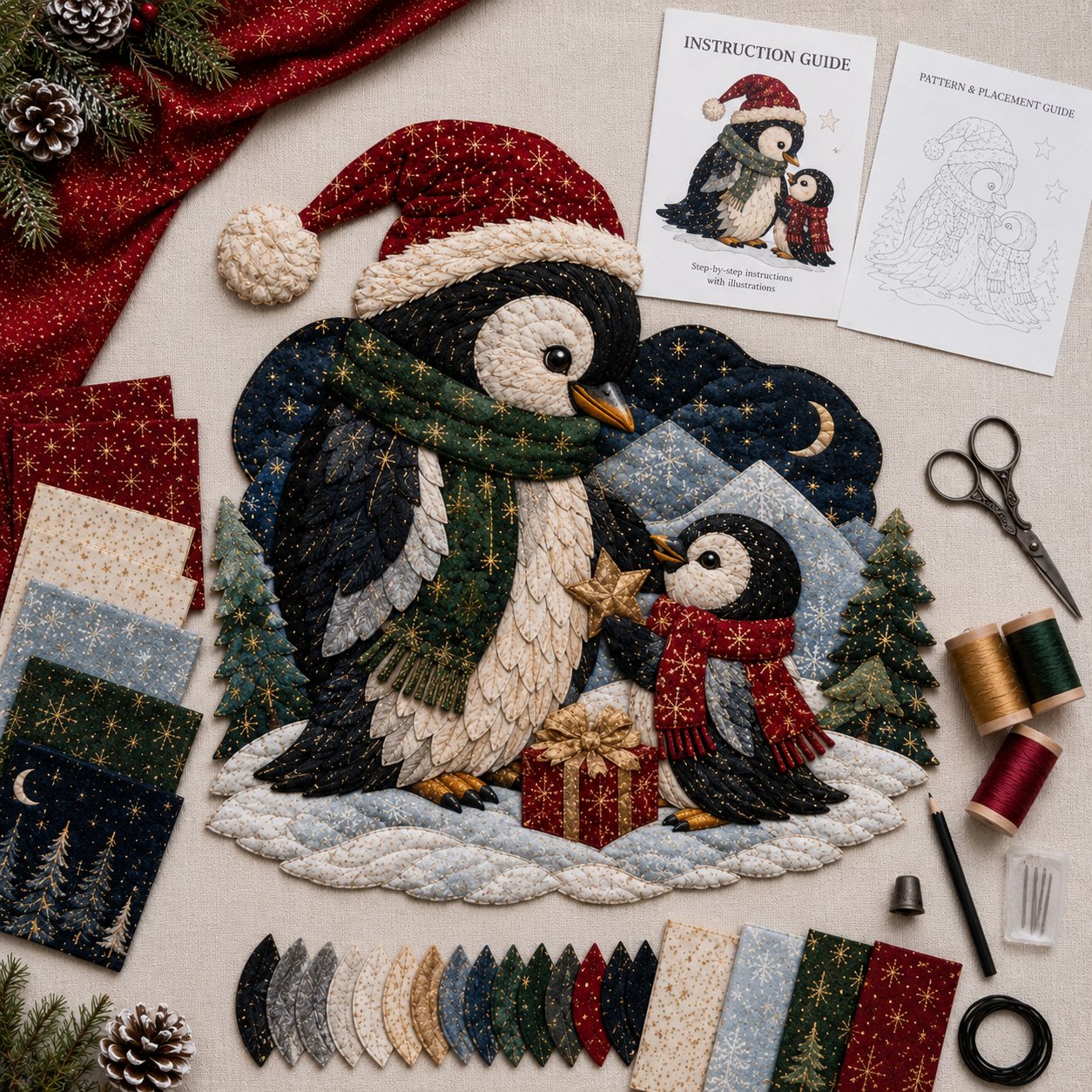 🔥LAST DAY 49% OFF - 🎄🎅Christmas Woodland Wildlife DIY Patchwork Kit – ✨Create a Festive Handmade Keepsake