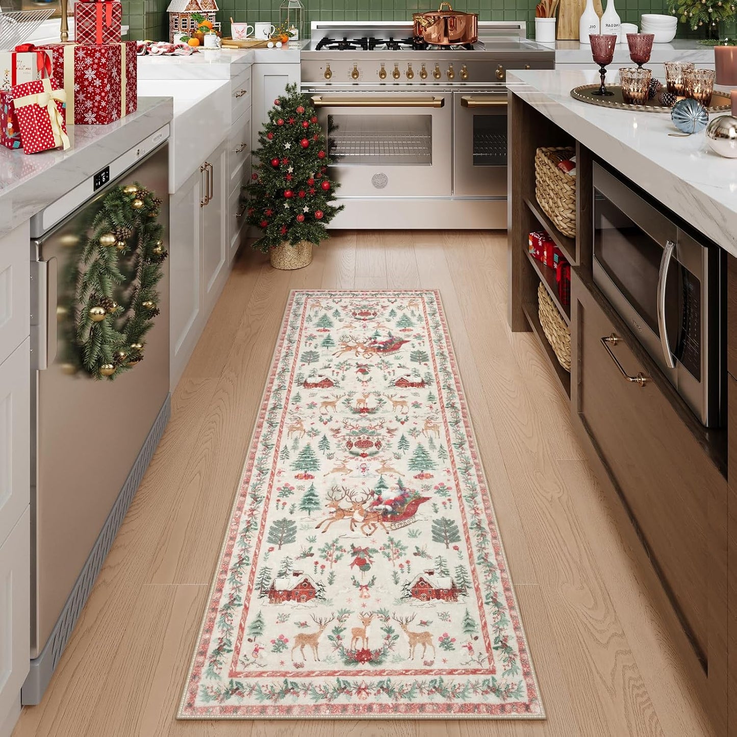 Soft Christmas Tree Santa Claus Carpet Runner