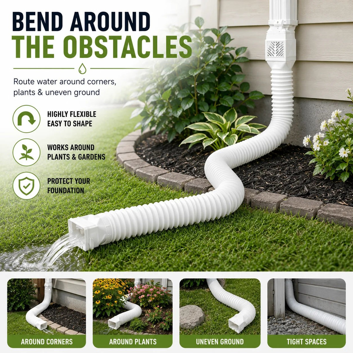 🏡 Keep Rainwater Away | Flexible Downspout Extender