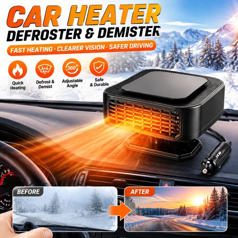 🌟✨ Portable Car Heater Defroster with 360-Degree Rotating Base