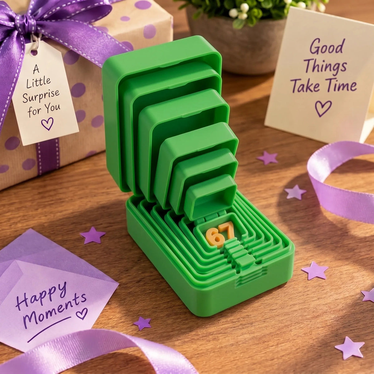 💯🎁 6-Layer Nesting Prank Gift Box | Pick Your Surprise: Middle Finger, Spider or Number 67