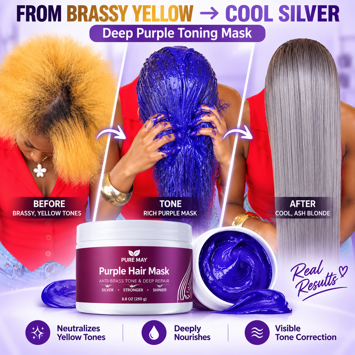 Anti-Yellowing Purple Hair Mask 💜 Say goodbye to Red Highlights! 💜