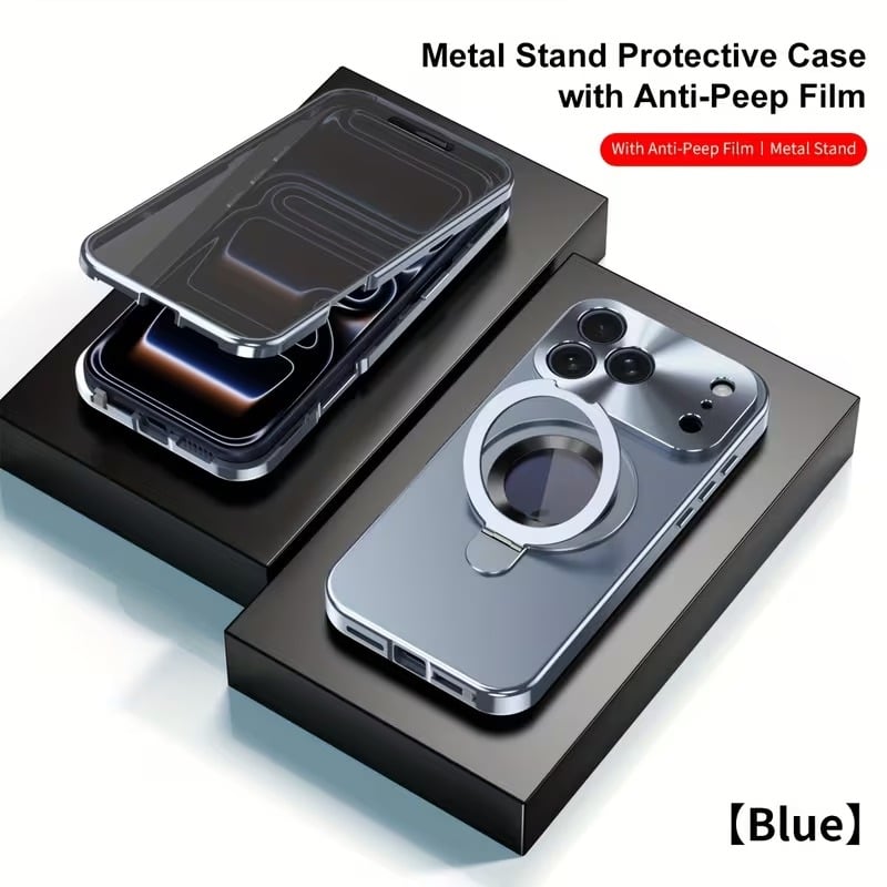 Privacy Screen & Magnetic Phone Case for iPhone with Stand Ring Holder