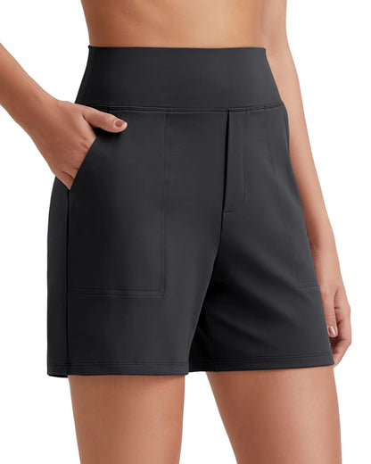 Women's High-Waisted Athletic Bermuda Shorts with Pockets ¨C Running, Yoga, Summer Casual Activewear