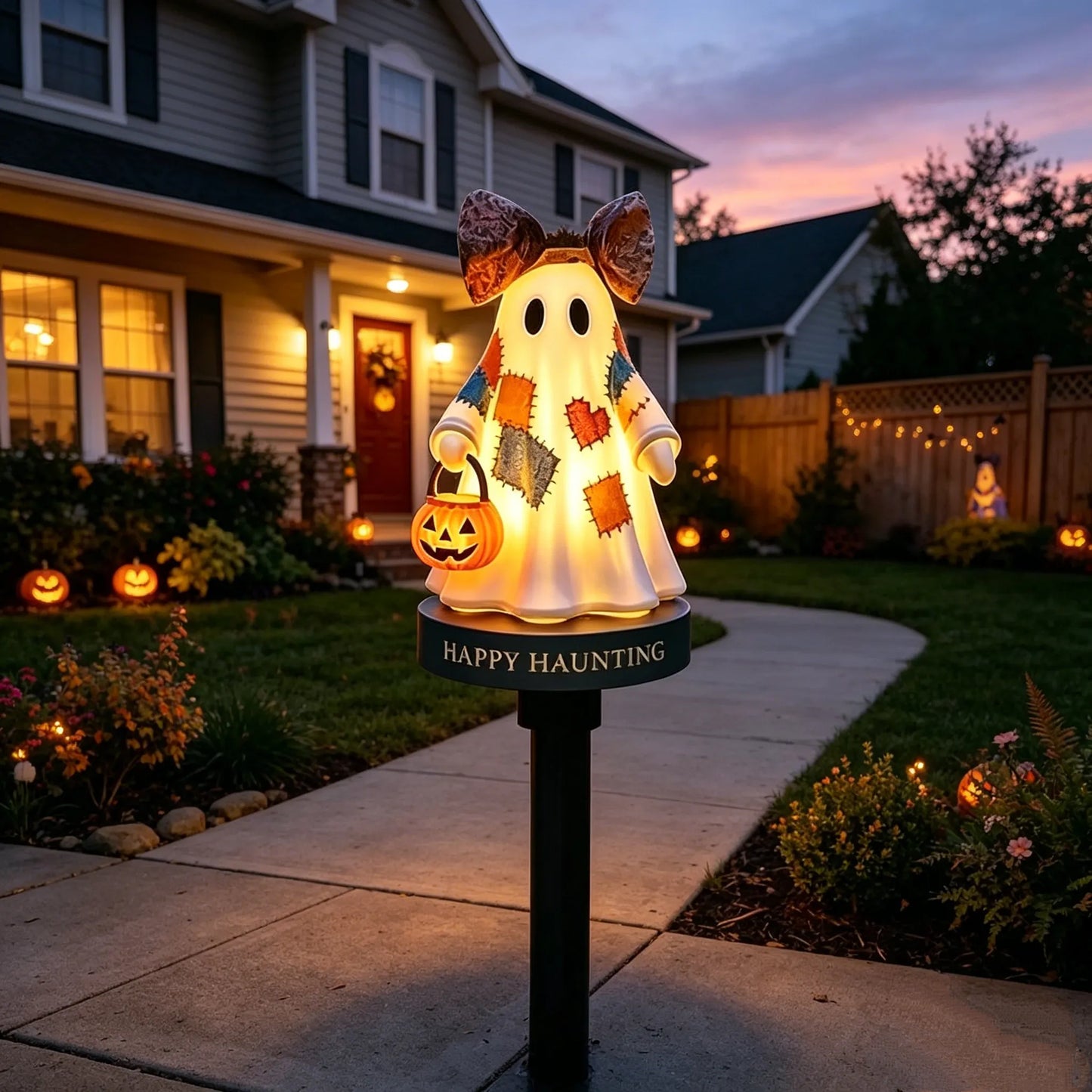 Vintage Patchwork Ghost Solar Garden Light