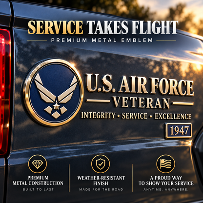 U.S. Navy Veteran Metal Car Emblem – 3D Adhesive Badge, No-Drill Military-Inspired Car & Truck Decoration