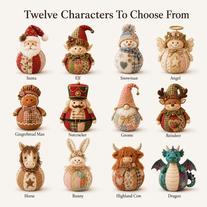 🎄 DIY Patchwork Fabric Doll Kit – Create Your Own Handmade Christmas Character