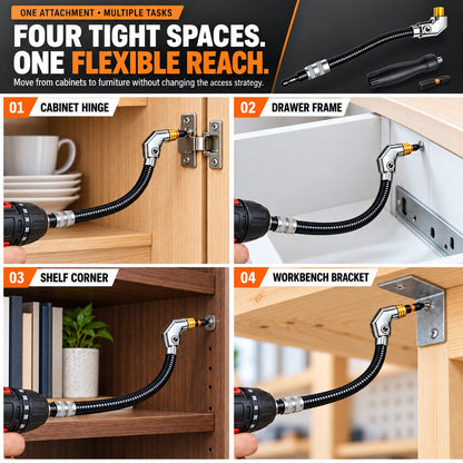 🔧 Flexible 90‑Degree Right‑Angle Drill Attachment with Long Flexible Shaft