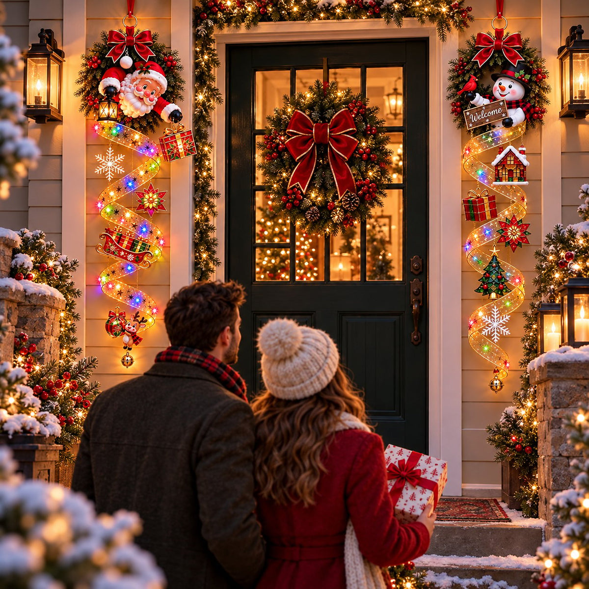 🎄 Let the Holidays Shine Through | Stained-Glass Door Decor