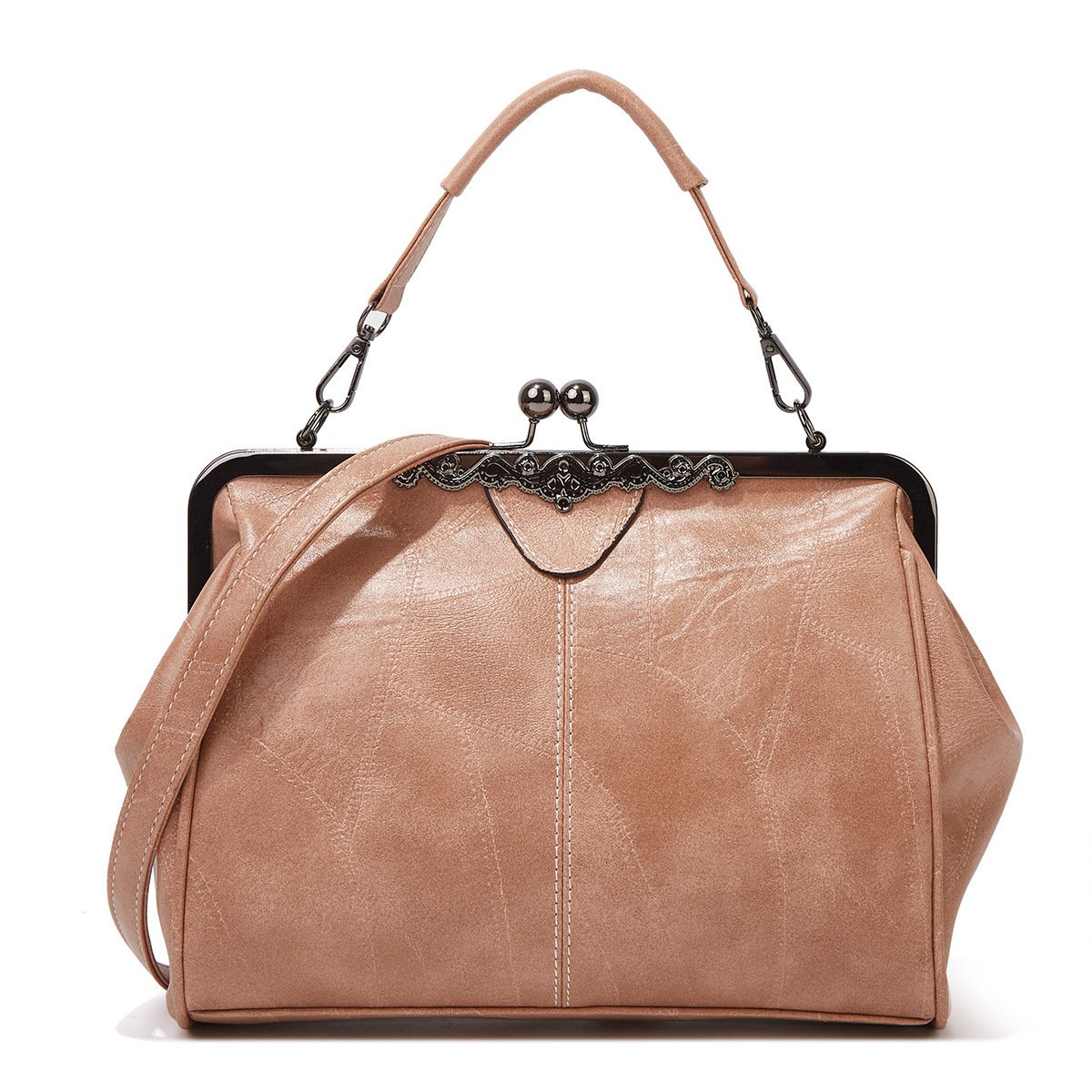 💼2026 New Elegant Waterproof Women’s Leather Kiss-Lock Tote Handbag