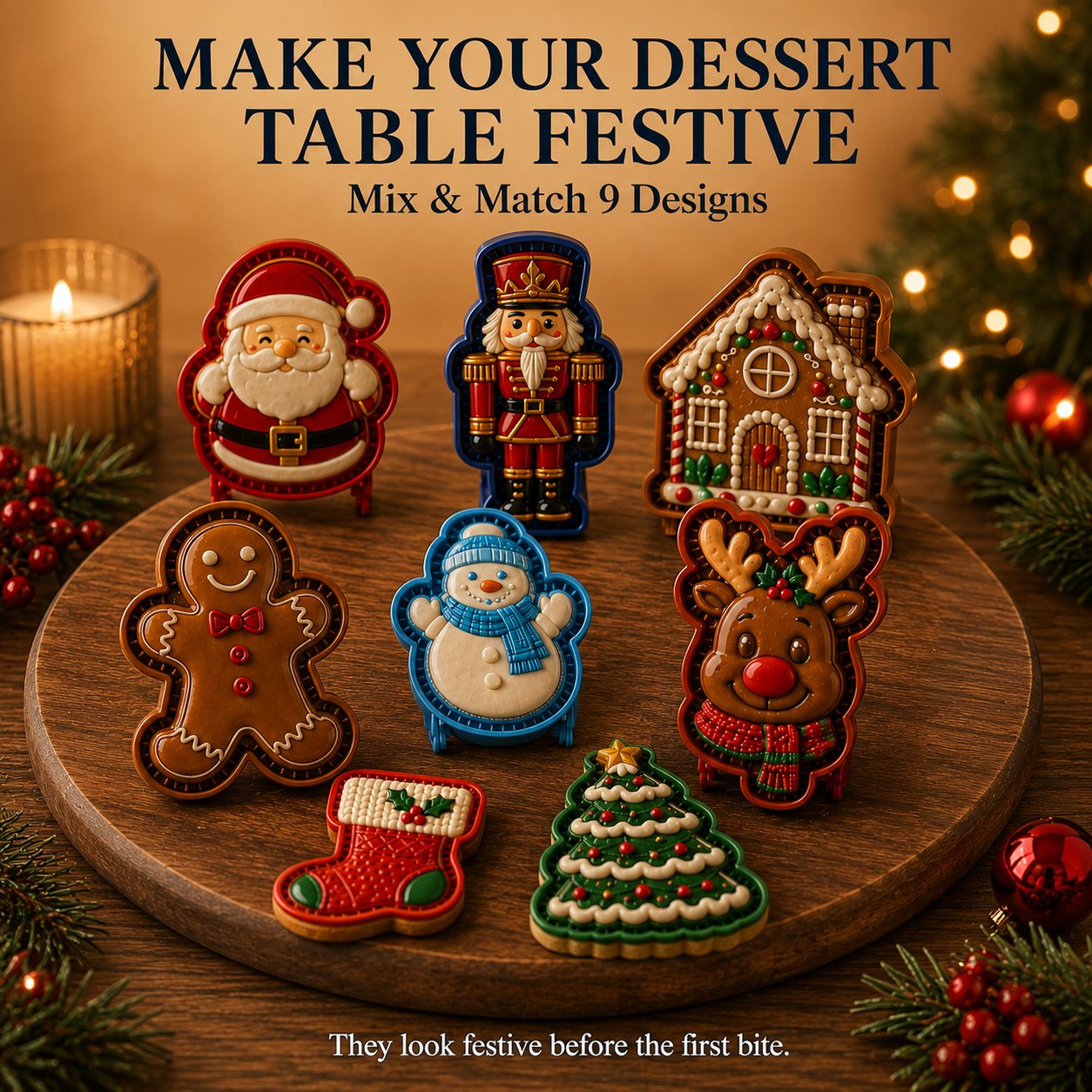 🎄 9-Design Christmas Mini Pie Mold Collection | Reusable Embossed Molds for Shaping Detailed Santa, Snowman, Reindeer, Tree & Holiday Pies 🥧✨